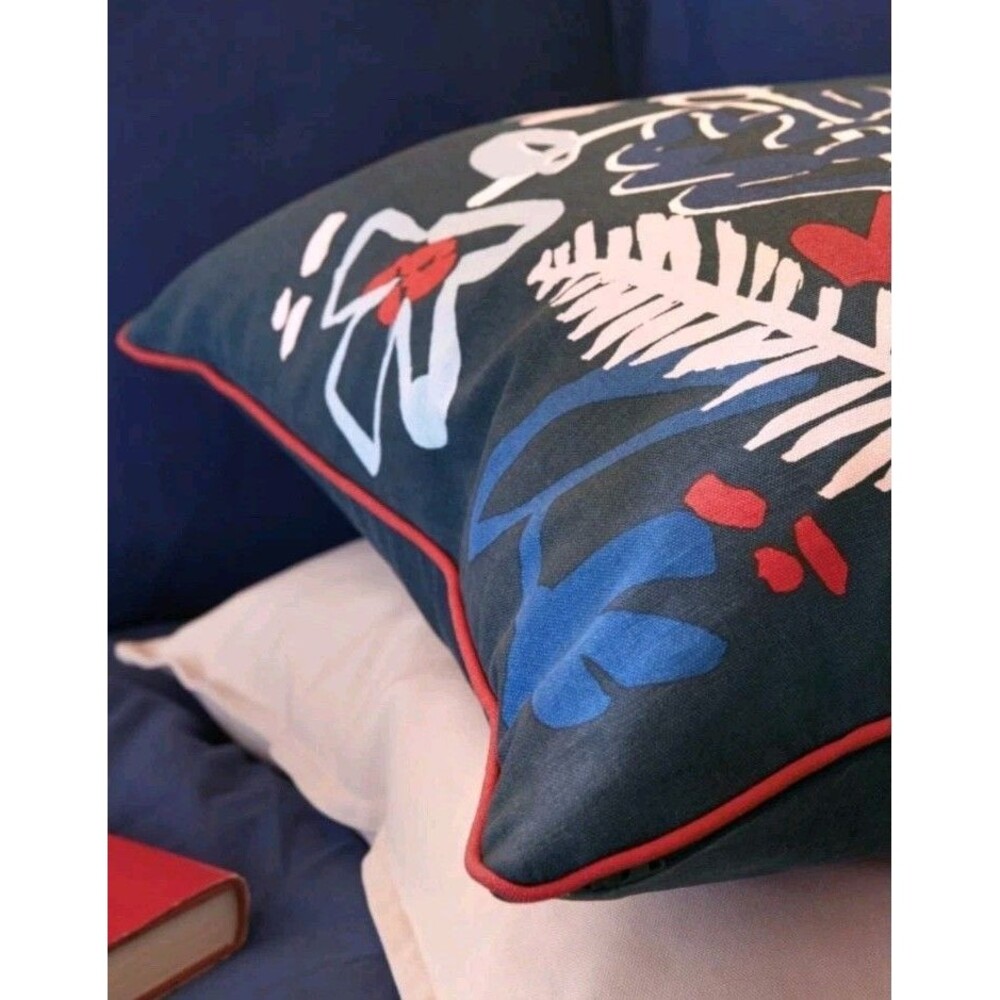 IKEA Pillow Covers Set Of Two 20"X20" Abstract Floral Blue Navy Red MALARBORSTE - Picture 13 of 13